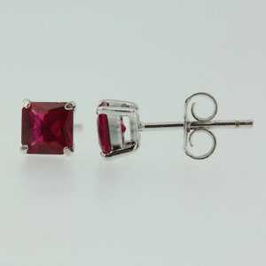 Sterling Silver 925 Birthstone Stud Earrings Princess Cut CZ Womens Babys Girls image 7