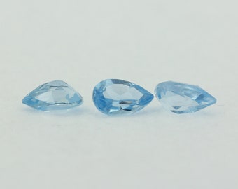 Loose Pear Shape Aquamarine CZ Stone Single Light Blue Cubic Zirconia Birthstone 5x3mm - 8x5mm