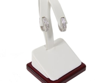 MOOCA 6 Pcs Earring Stand Display, White Faux Leather, 3 1/4 In H - Foto 4