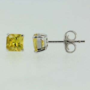 Sterling Silver 925 Birthstone Stud Earrings Princess Cut CZ Womens Babys Girls image 10