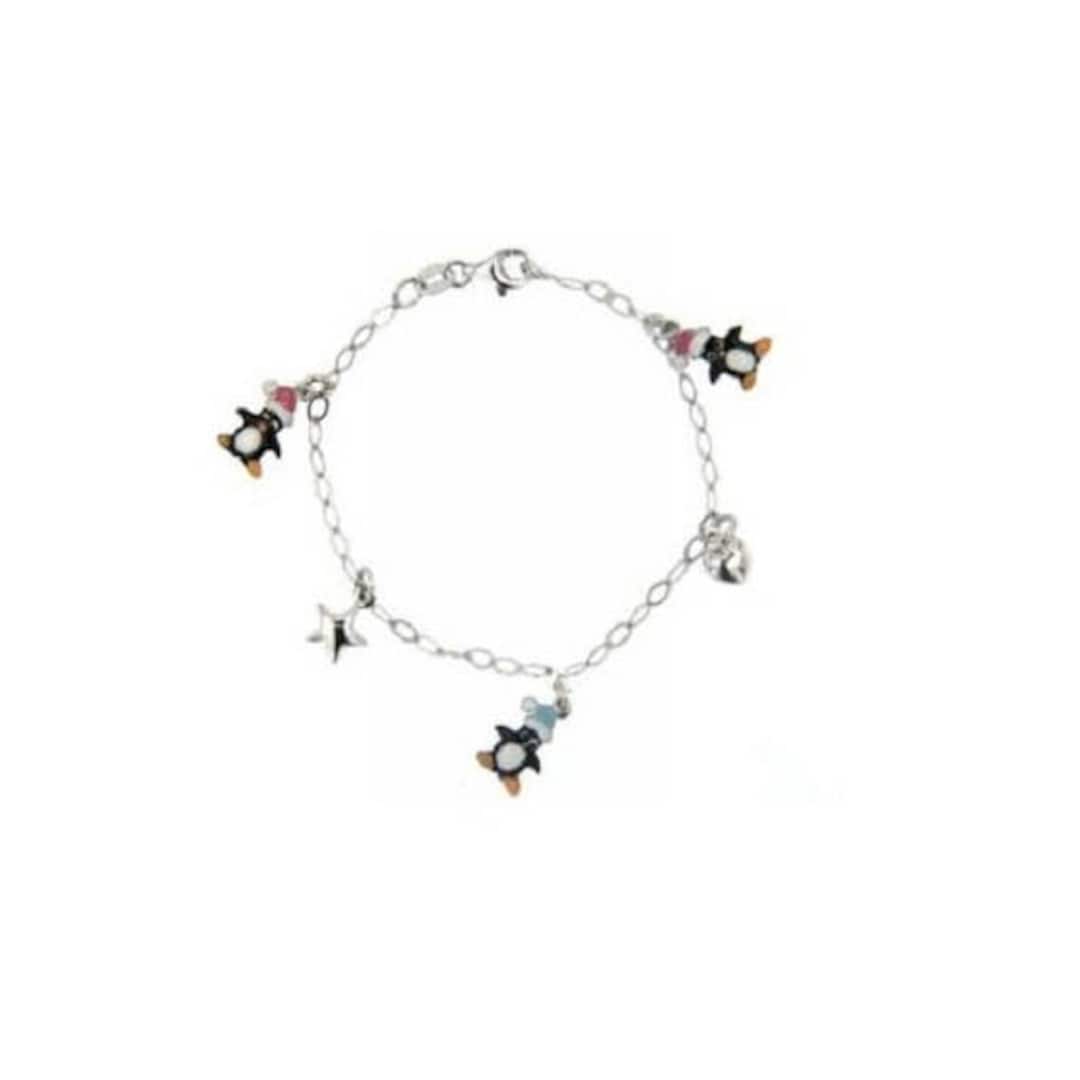 Sterling Silver Baby Charm Bracelet Mixed Enamel Charms Dangle Etsy