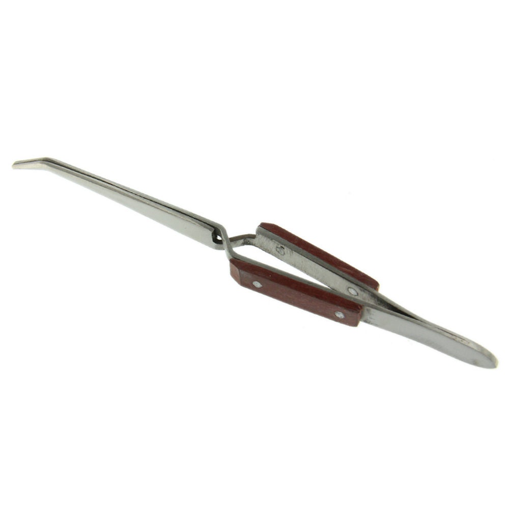 Stainless Steel Craft Tweezers - Thin Bent Tip - Jewellery Tweezers