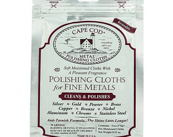 Cape Cod Metal Polishing Cloths Pack of Two 4" x 6