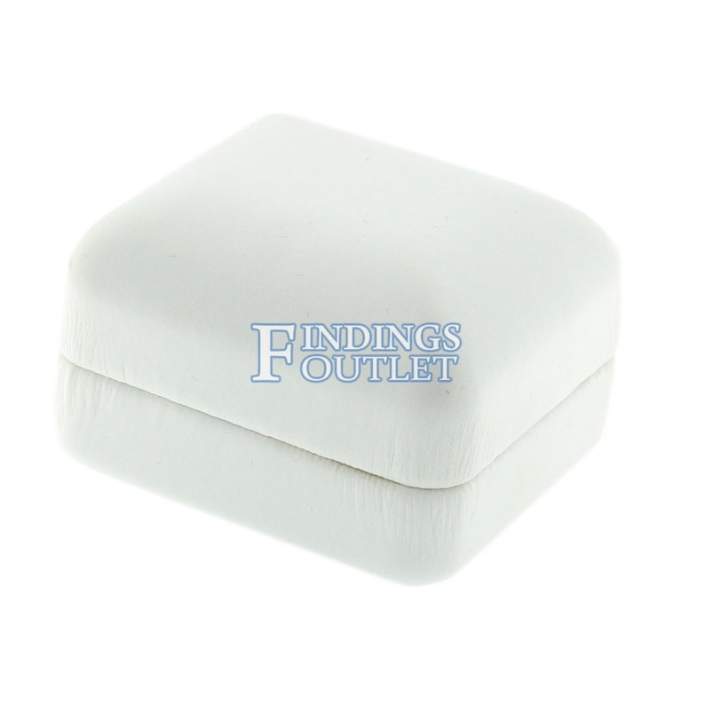 White Faux Leather Stud Earring Box Display Jewelry Gift Box Classic Style