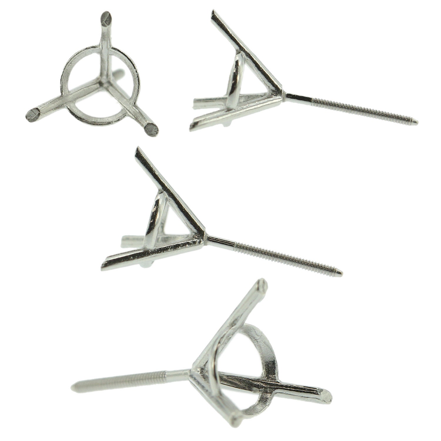 14k White Gold Round Martini Stud Earring Mounting Setting Etsy