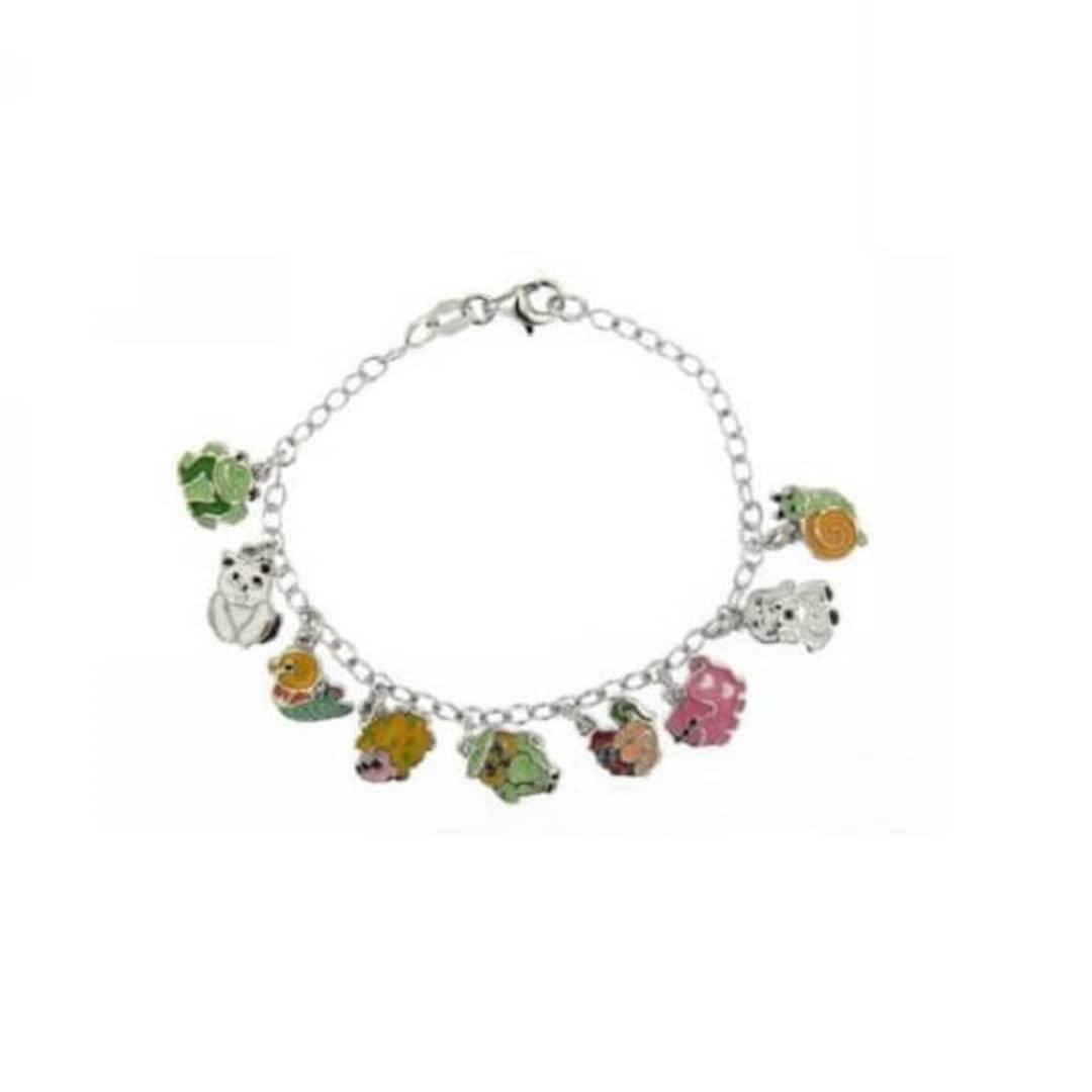 Sterling Silver Baby Charm Bracelet Mixed Enamel Charms Dangle Etsy