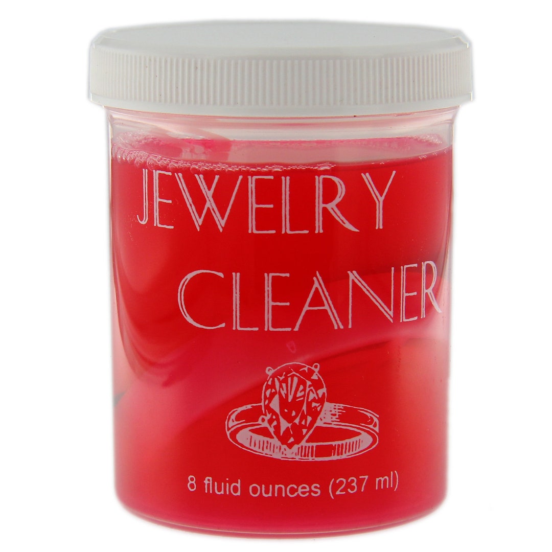 Jewelry Cleaner Solution 8oz Jar Safely Cleans Gold Silver