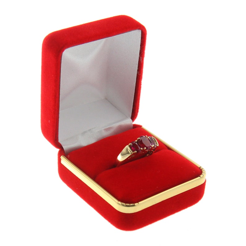 Red Velvet Engagement Ring Box Display Jewelry Gift Boxes Gold Trim 1 Dozen
