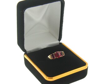 Black Velvet Engagement Ring Box Display Jewelry Gift Box Gold Trim Style