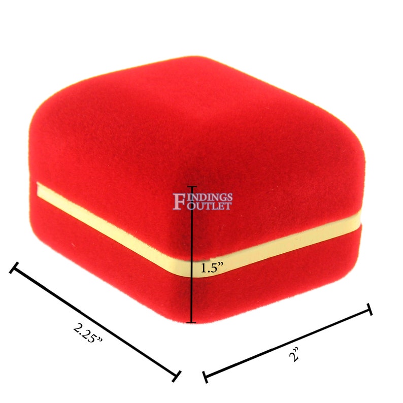 Red Velvet Engagement Ring Box Display Jewelry Gift Boxes Gold Trim 1 Dozen