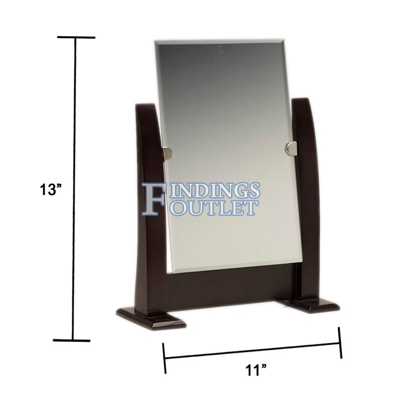 Countertop Adjustable Dark Walnut Wood Frame Glass Mirror Etsy