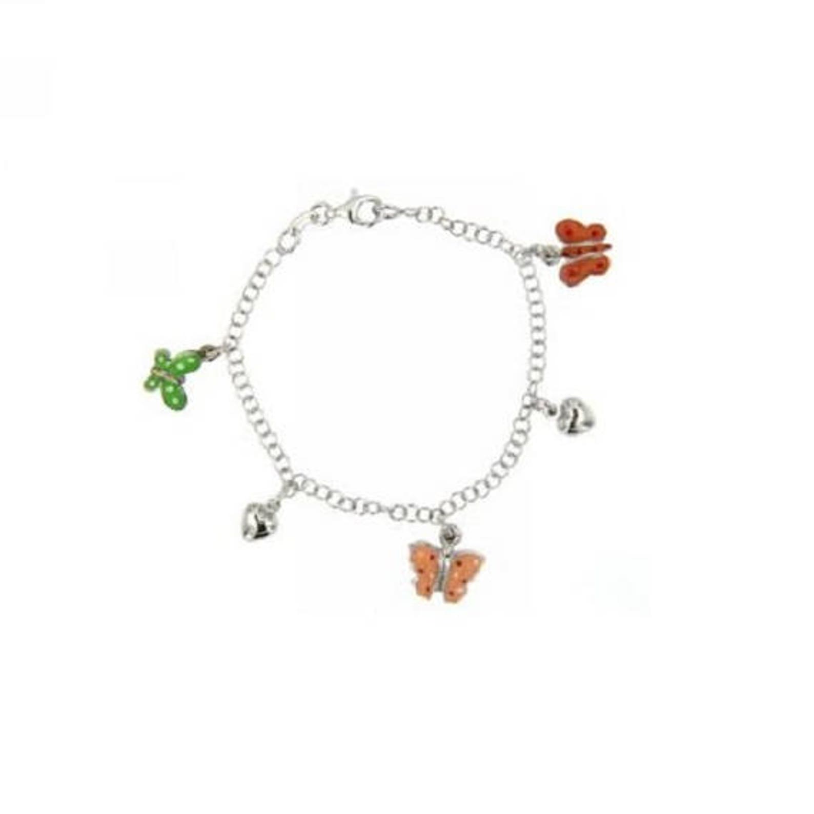 Sterling Silver Baby Charm Bracelet Butterfly And Heart Enamel Etsy