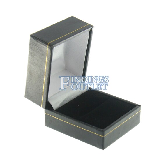 Black Faux Leather Engagement Ring Box Display Jewelry Gift Boxes