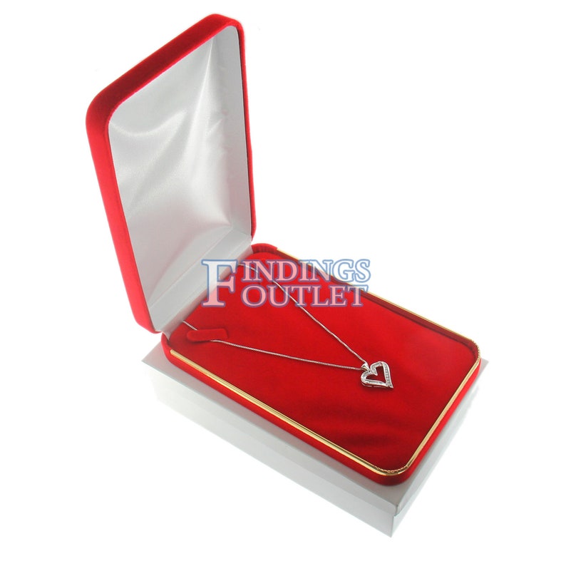 Red Velvet Chain Necklace Box Display Jewelry Gift Boxes Gold Trim 12 Dozen
