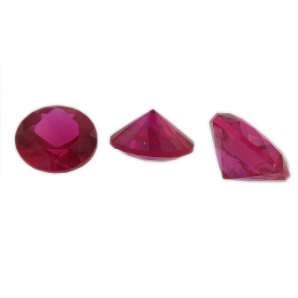 Loose Round Cut Ruby CZ Stone Single Red Cubic Zirconia July Birthstone Shape 1mm - 5mm