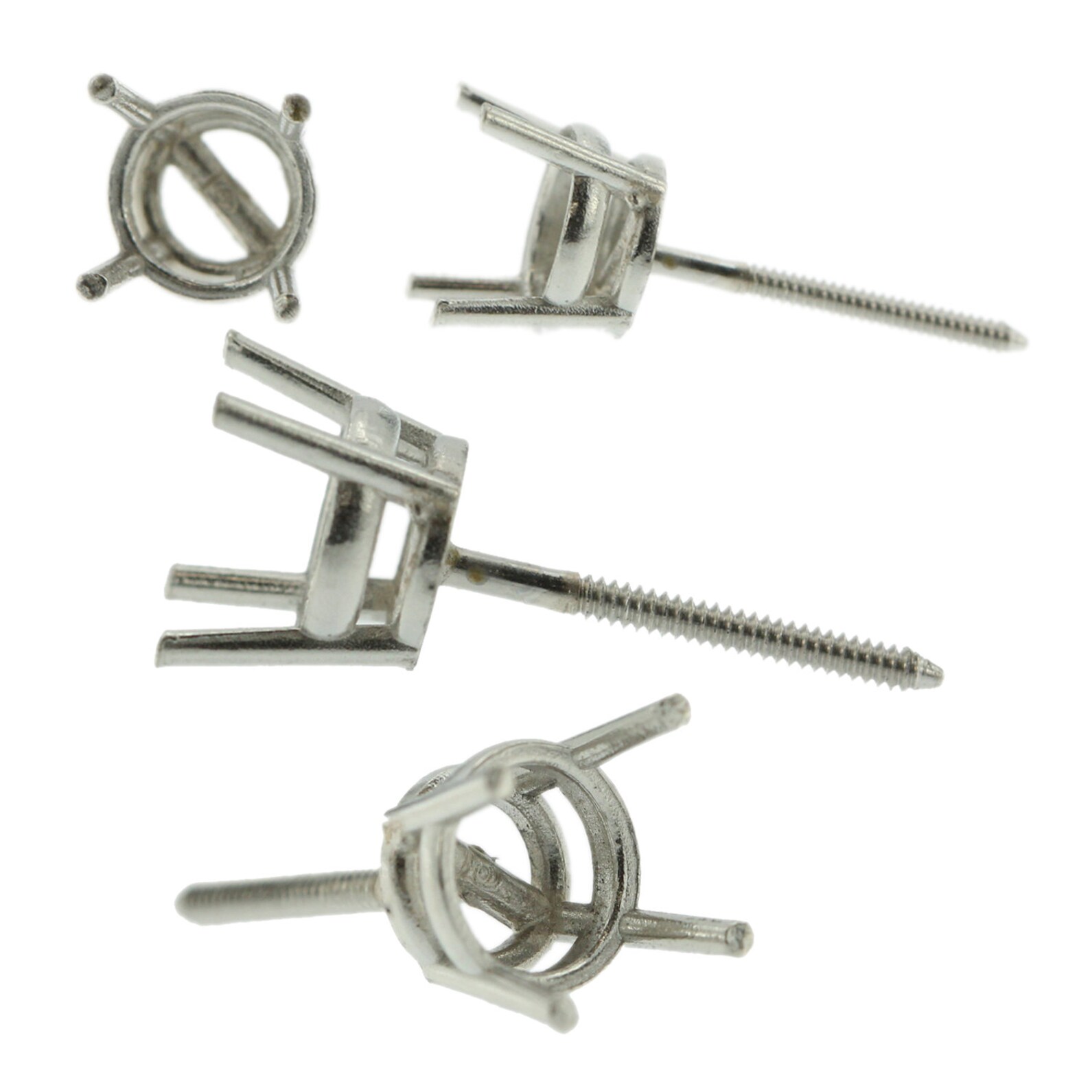 Platinum Round Stud Earring Mounting Setting Heavy Screw Back Etsy