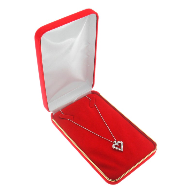 Red Velvet Chain Necklace Box Display Jewelry Gift Boxes Gold Trim 12 Dozen