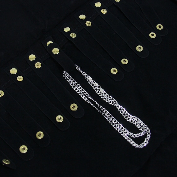 16 snap Black Velvet Jewelry Chain Roll w grey interior Storage Necklace 70-D-1 