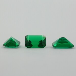 Loose Emerald Cut Emerald CZ Stone Single Green Cubic Zirconia May Birthstone 9x7mm 12x10mm image 6