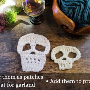 Little Skelly & Skull Motif Crochet Patterns - PDF Pattern Only - Halloween Crochet - Spooky Skull Decor - Witchy Aesthetic - Witchcore