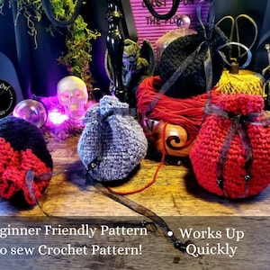 The Crochet Collection Pouch Pattern Only - Witch Aesthetic - Easy Crochet Halloween Decor - Witchcore - Cosplay Draw String Bag - Medieval