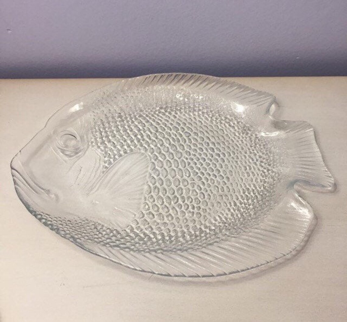 FISH Shaped Dinner Plates Arcoroc POISSON Embossed Glass Etsy