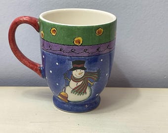 Vintage SUE ZIPKIN Snowman Mug Sweet Shoppe Christmas Coffee Cup SANGO