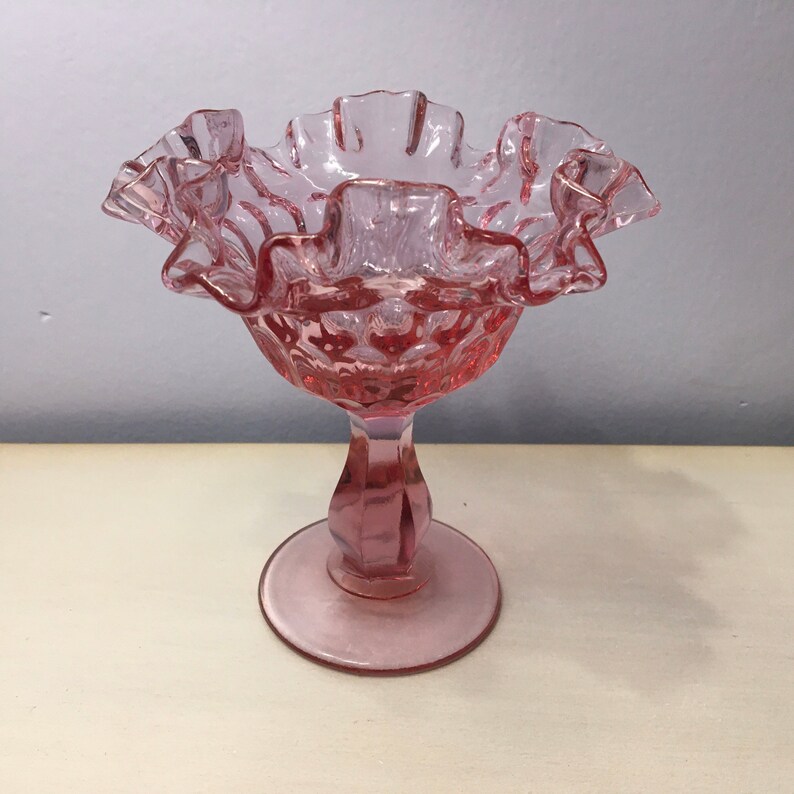 FENTON Pink Compote COLONIAL Candy Dish Double Crimped Etsy