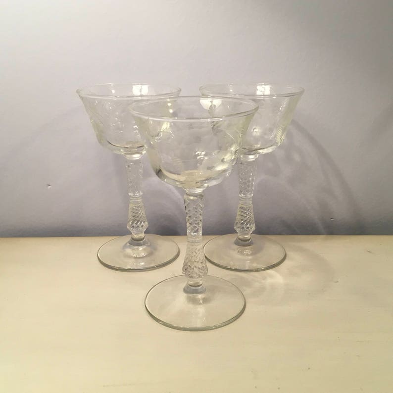 iced tea wine etched sherbet champagne liquor cocktail Fostoria Heather Wine