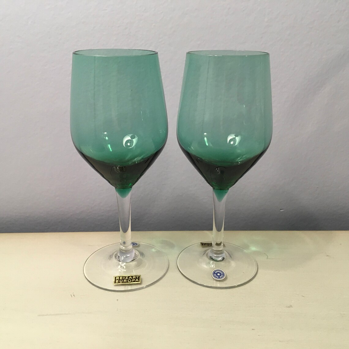 Green Crystal Wine Glasses REIZART EUROPA Gorham Crystal Etsy