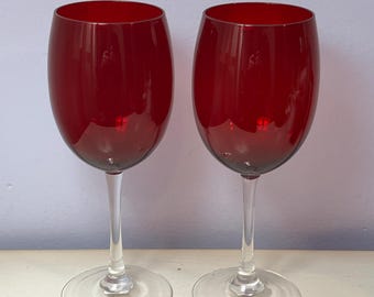 Tilly by Crate & Barrel Ruby Wine Glasses- Set of 4 - Etsy