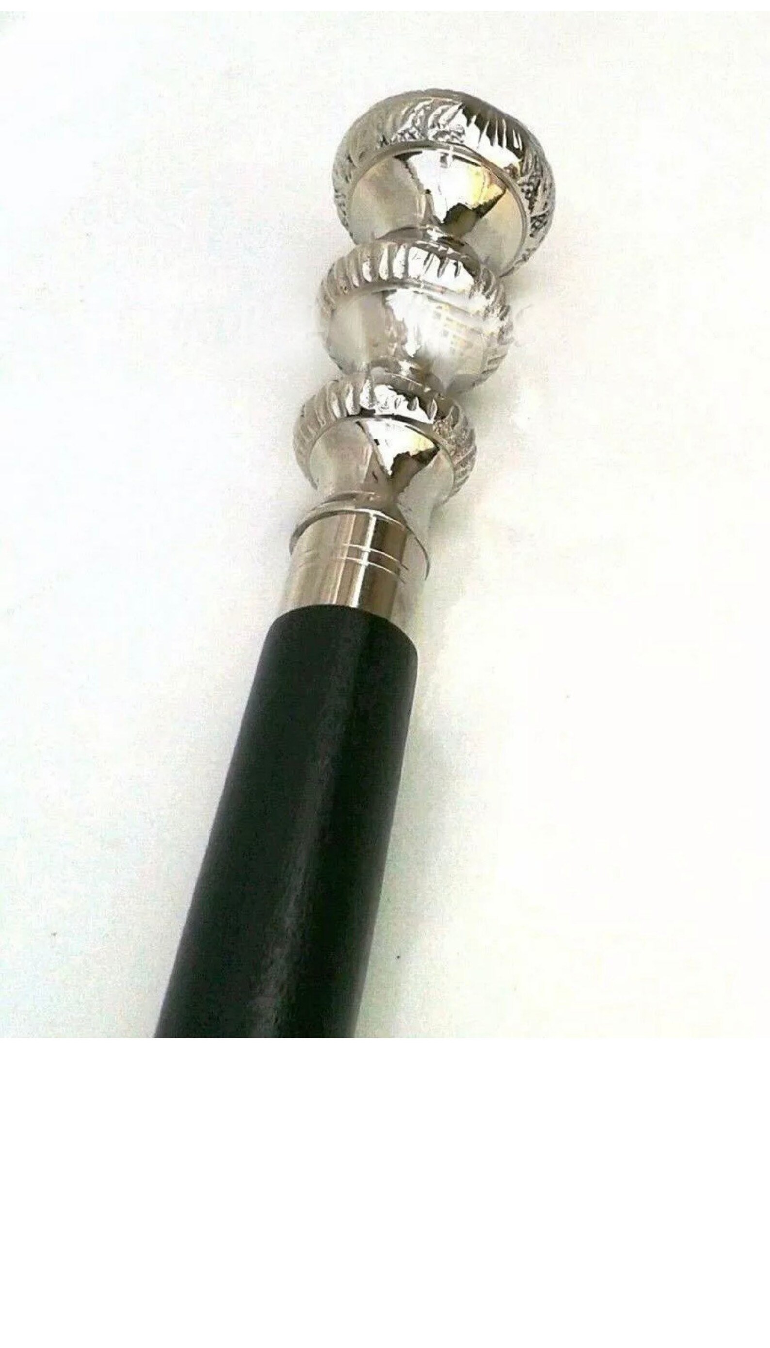 Vintage Handmade Brass Canes With Silver Handle Black Wood Etsy