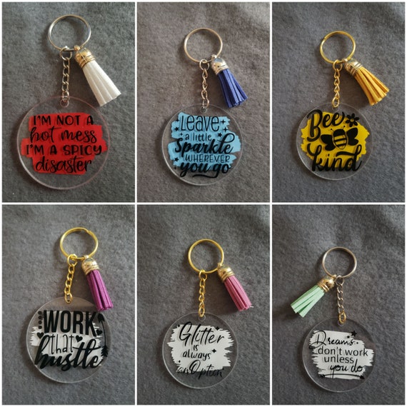 Acrylic Keychains with Cute Quotes Etsy