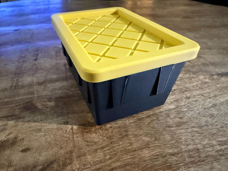 Stackble Yellow Container 3D Printed Mini Storage Totes, Stackable Yellow & Black Bins, Office ...