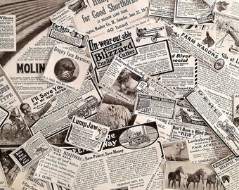 Farm-Themed 1917 Original Print Ads from a Breeder's Gazette Newspaper - 45 Ads in Different Sizes - Ready to Use for Paper Crafting - 1910s