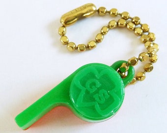 Girl Scout Miniature Plastic Whistle - Girl Scout Collectible Whistle - Vintage Miniature Whistle Charm - Girl Scout Memorabilia