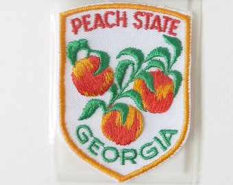 Vintage Travel Patch for the State of Georgia Featuring Peaches - Voyager Originals Souvenir Patch - The Peach State Patch