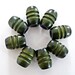 Vintage Wood Macramé Beads - 8 Green Grooved Macramé Beads - Large Oval Wood Beads - Large Hole Macramé Beads - Plant Hanger Macramé Beads