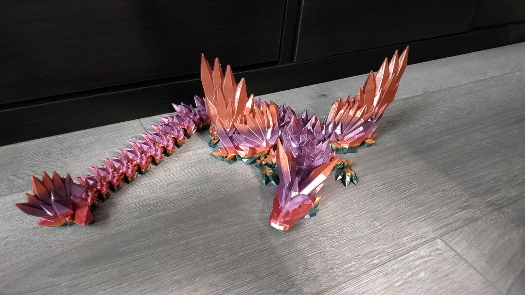 GIANT 3D Printed Crystal Dragon Articulated Fidget Desk Toy Gift 