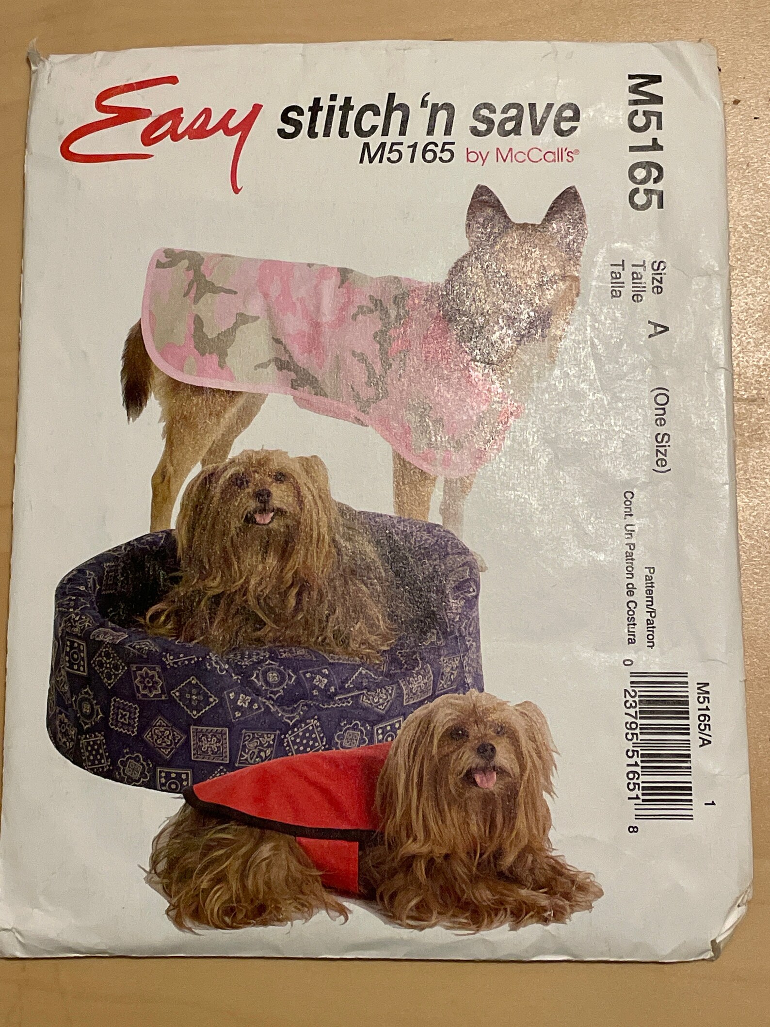 Easy Stitch 'n Save by Mccall's Pattern #M5165 for Dog Coats and Bed ...