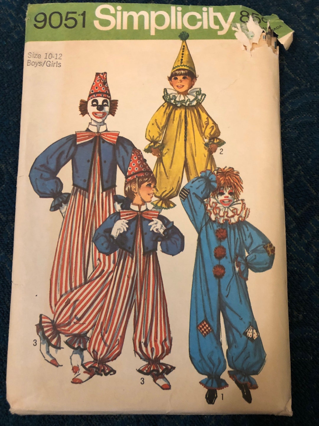 Simplicity Pattern 9051 Child Size Clown Costumes Etsy