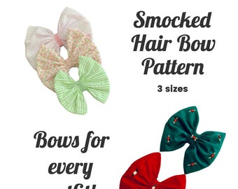 Smocked Hair Bows PDF Pattern - 3 sizes