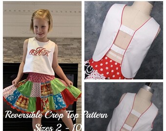 Vändbar Crop Top PDF-mönster, storlekar 2-10