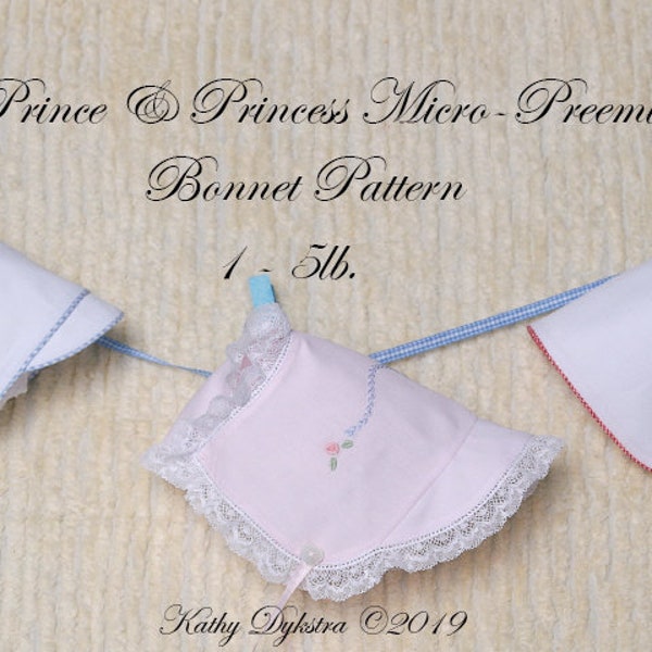 Micro-Preemie Prince/Princess Bonnet PDF Pattern, 1 - 4 lbs.