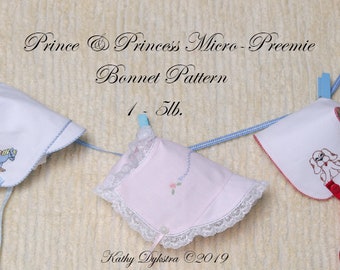 Micro-Preemie Prince/Princess Bonnet PDF Pattern, 1 - 4 lbs.