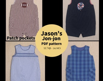 Jason's Jon Jon PDF Romper Pattern, sizes NB - 24 mo.