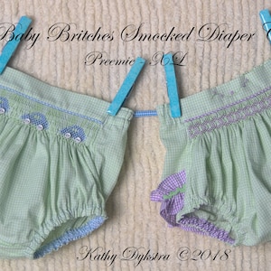 Baby Britches Smocked Unisex Diaper Cover PDF Pattern - doll sizes - XL