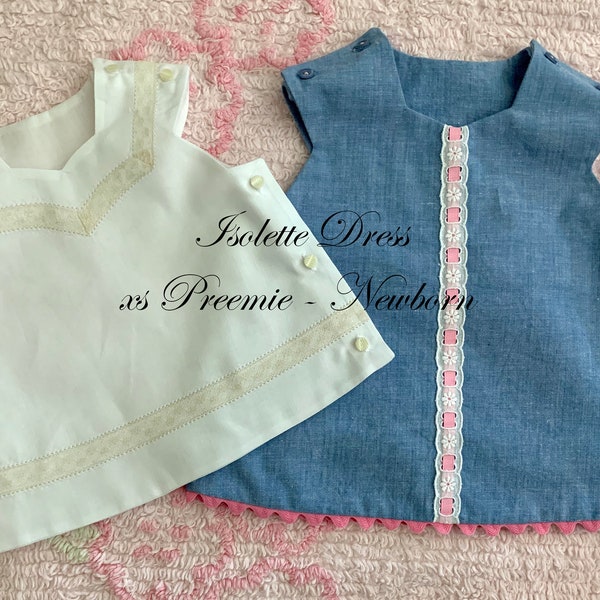 Isolette Dress PDF PATTERN - sz. XS-Preemie - Newborn