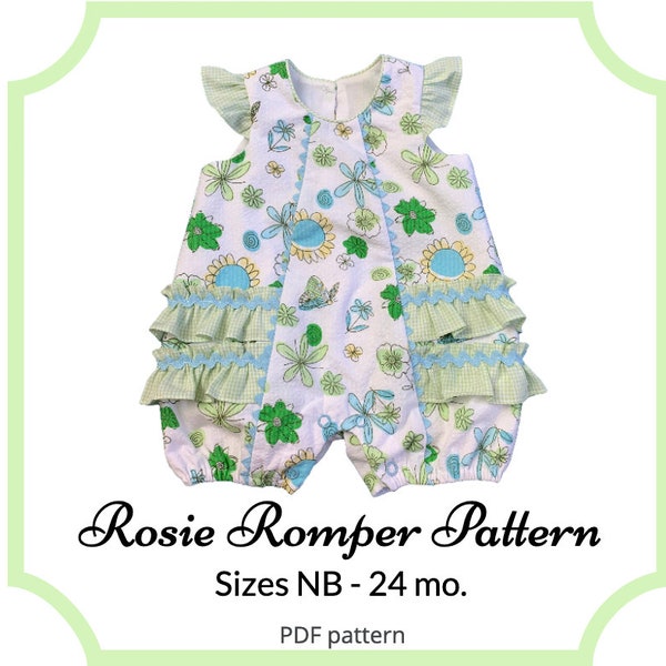 Rosie Ruffle Romper PDF Pattern, NB - 24 mo.