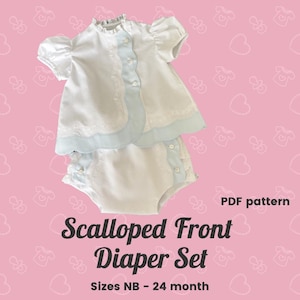Scalloped Front Diaper Set PDF Pattern - sizes NB - 24 month